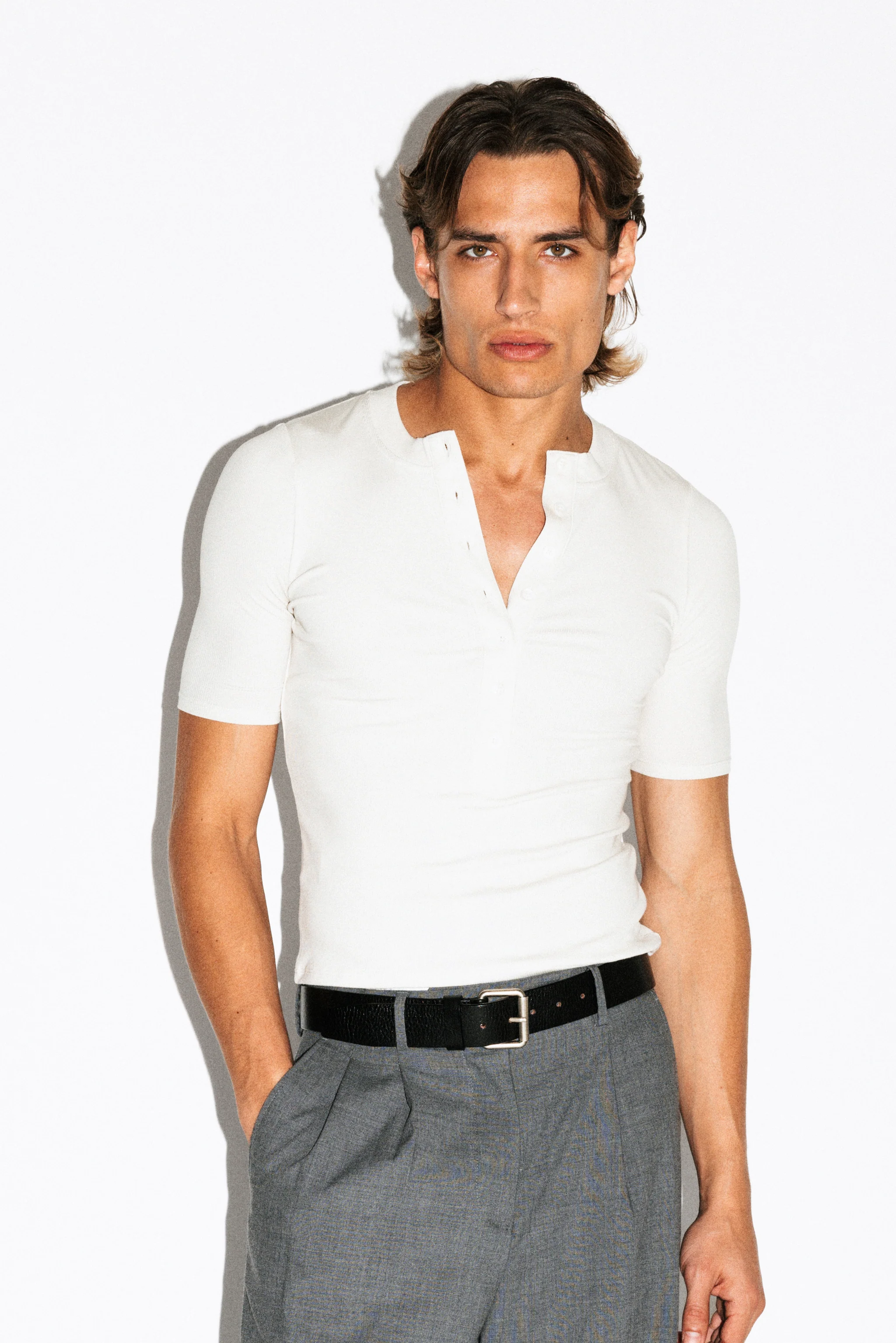 Maltman Slim Short Sleeve Silk Henley - Image 5