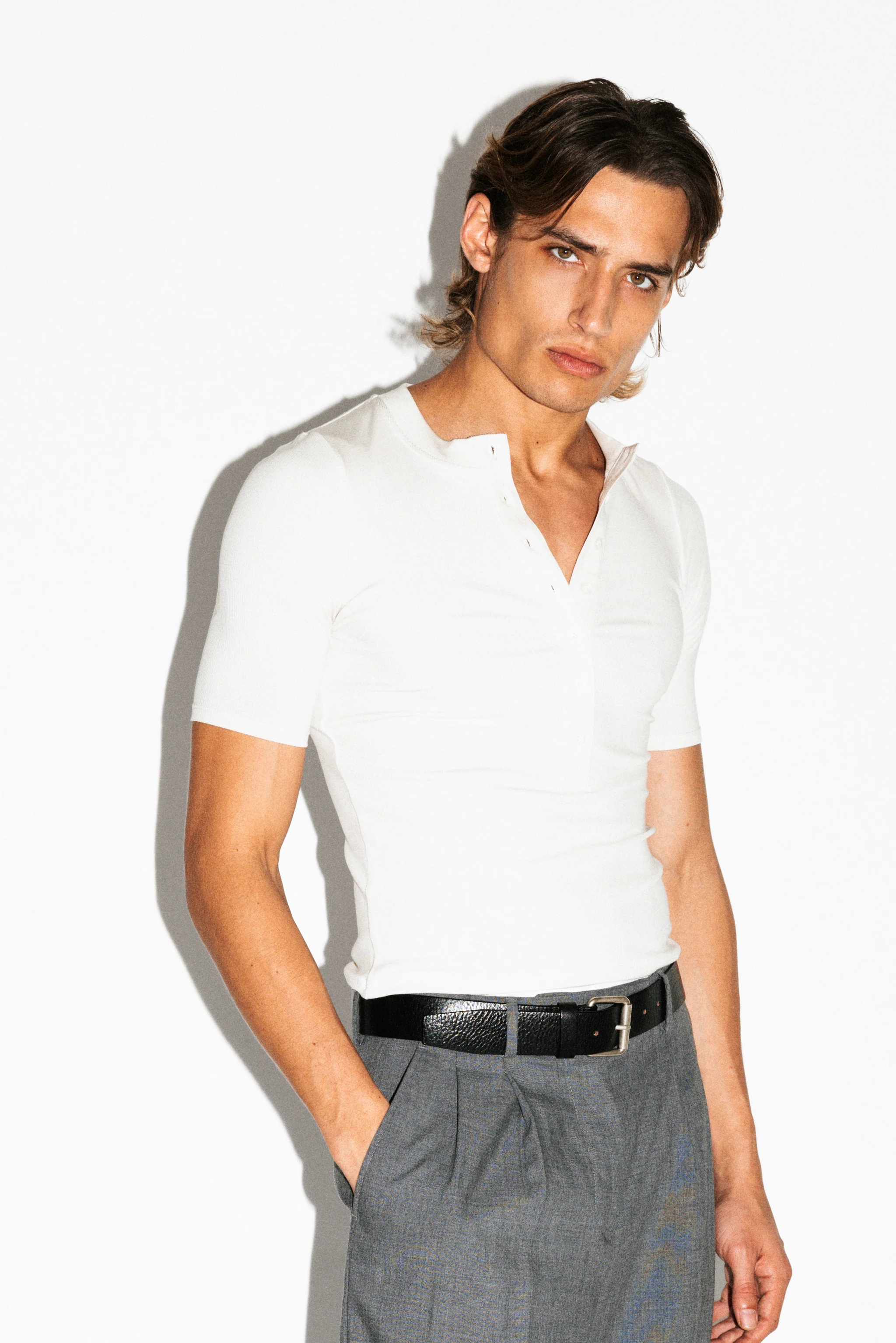 Maltman Slim Short Sleeve Silk Henley - Image 6