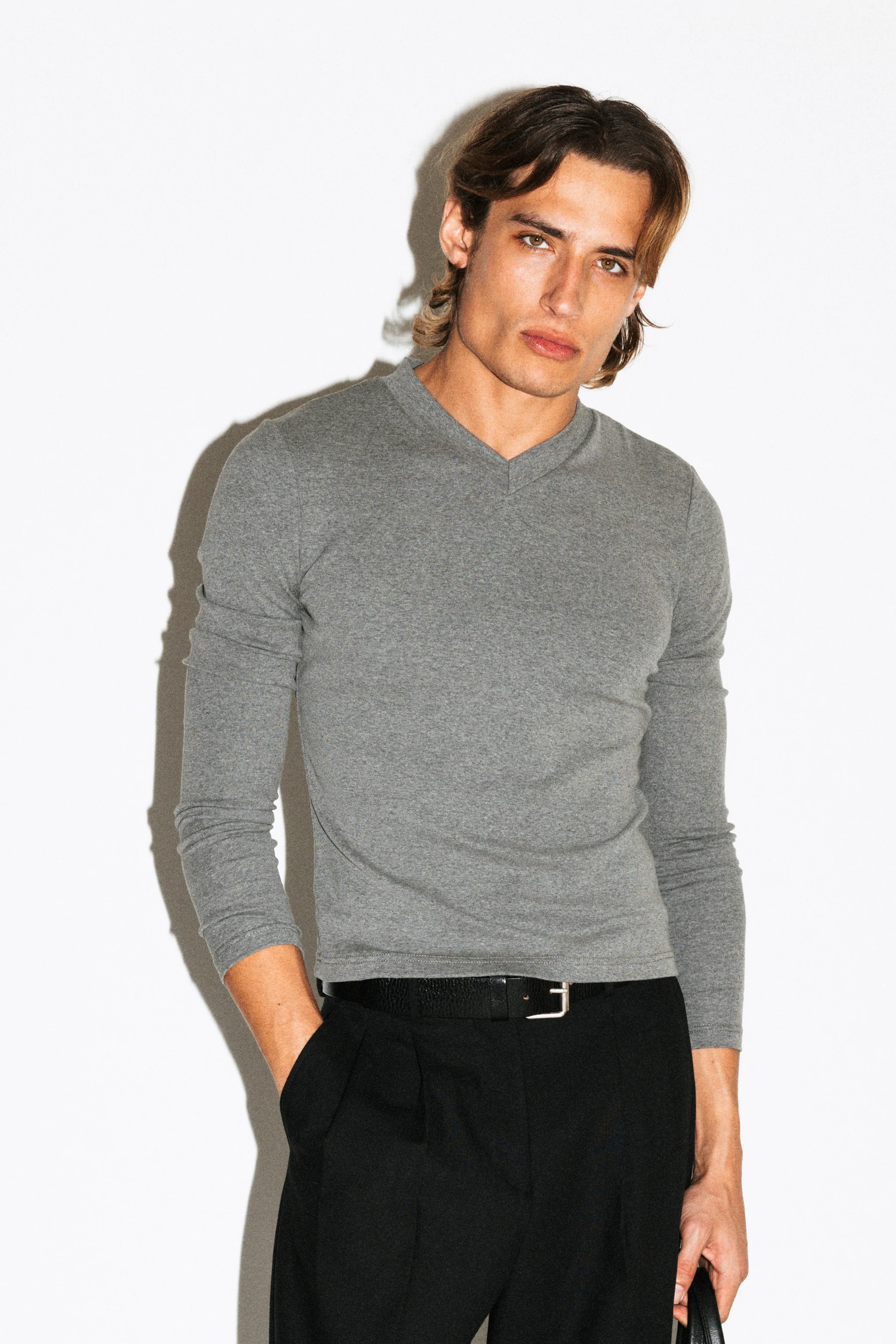 Scott Slim Long Sleeve V-Neck Tee - Image 5